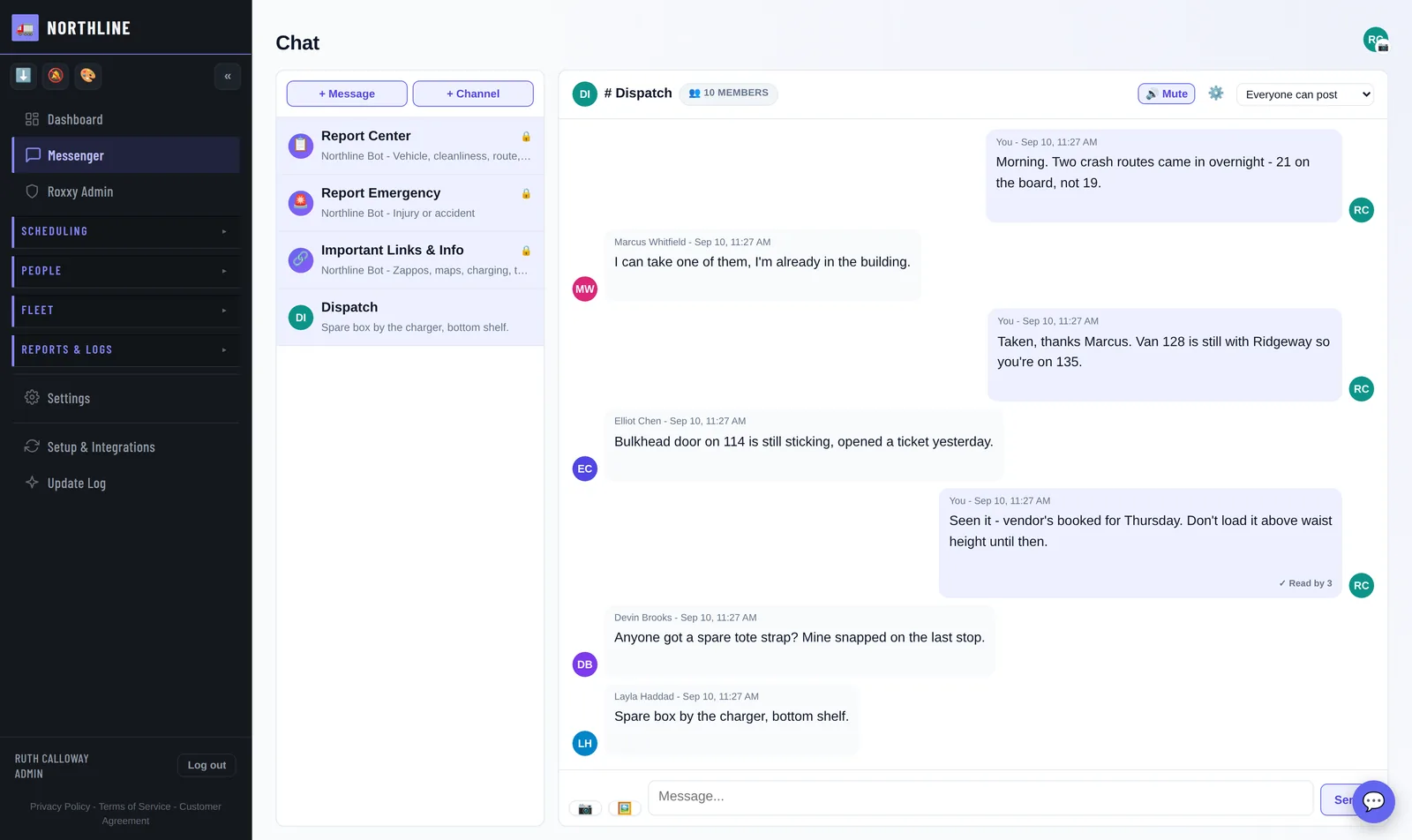 The Messenger screen