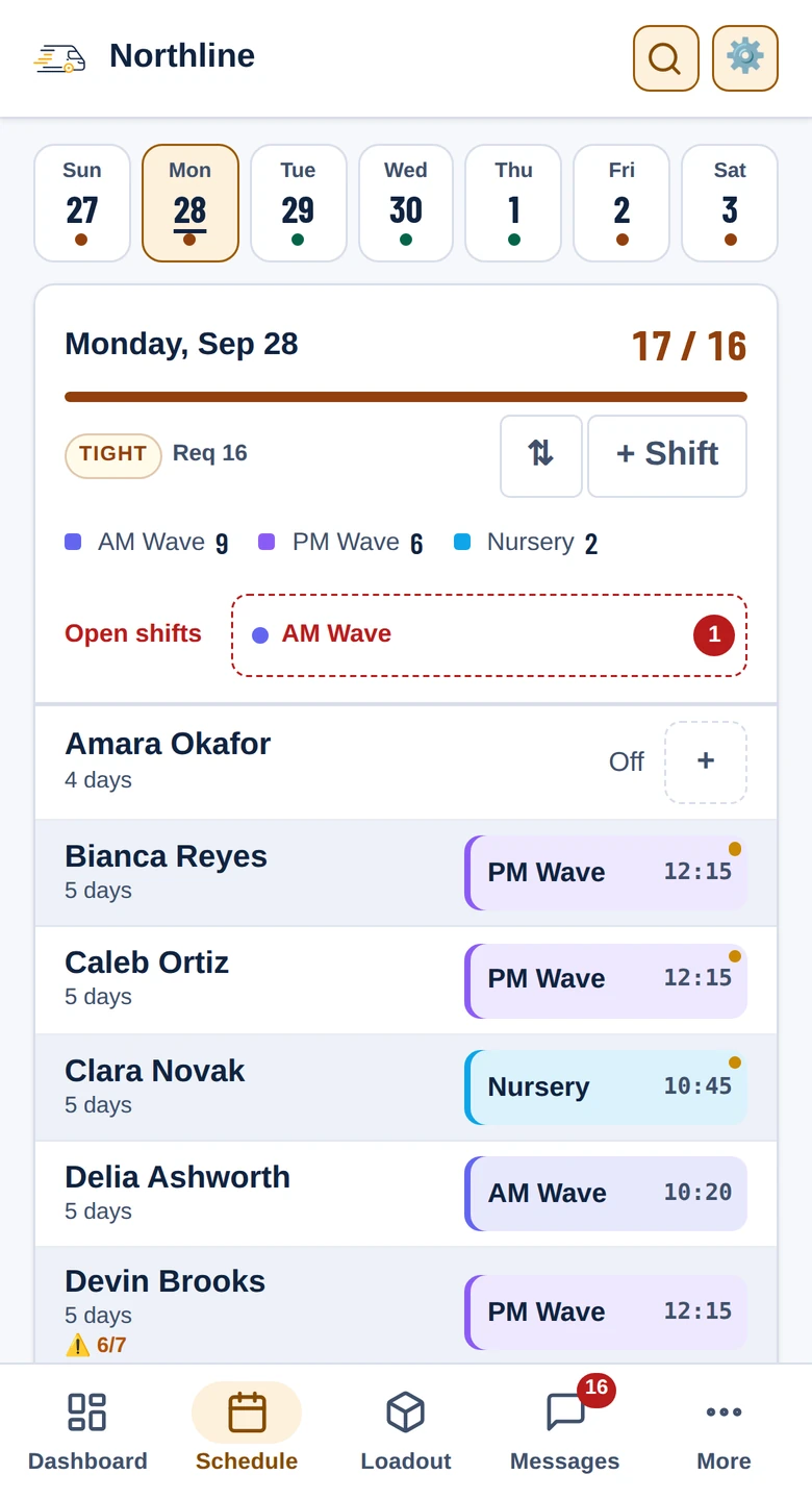 The Scheduler screen on a phone